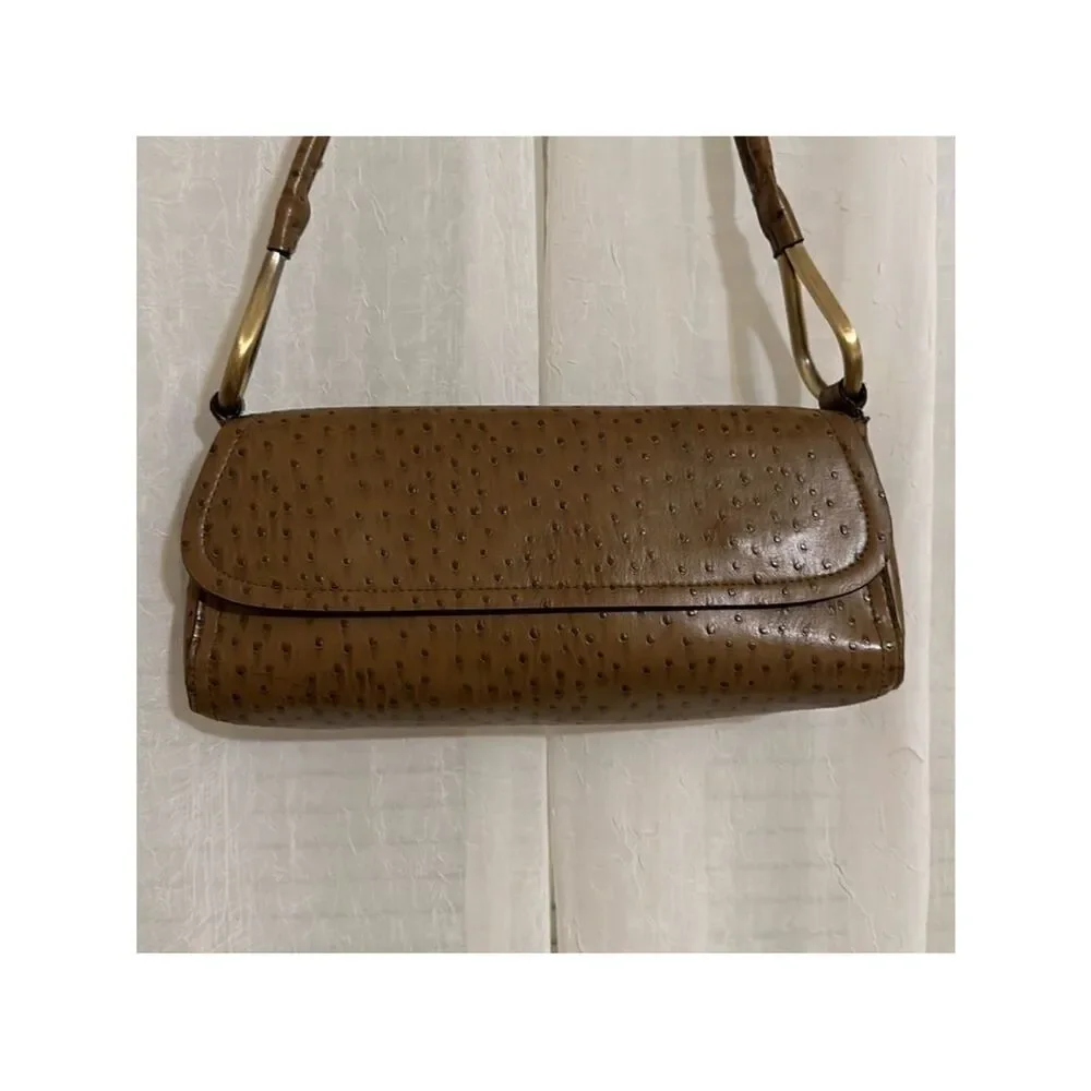 BUENO Faux Leather Tan Light Brown Ostrich Textured Hobo Bag
